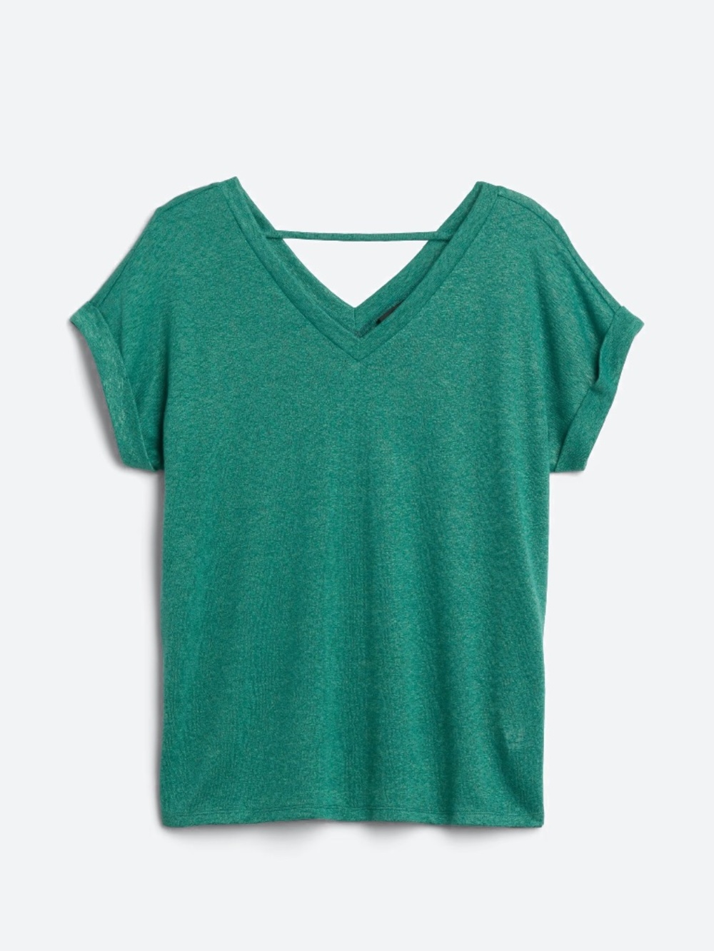 Bobeau Davie Strap Detail Knit Tee - Teal Green